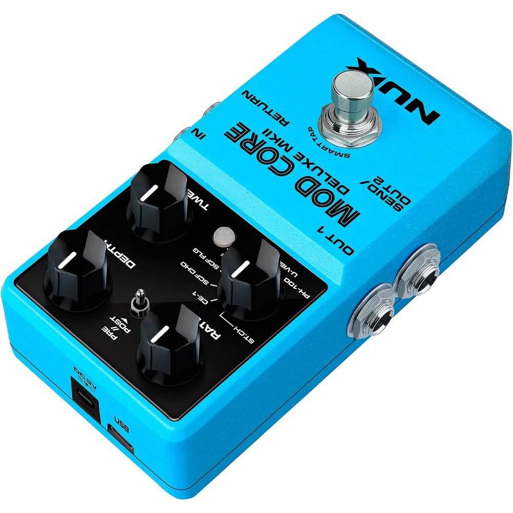 NUX Mod Core Deluxe MKII Modulation Guitar Effects Pedal with 2 Free Patch Cable