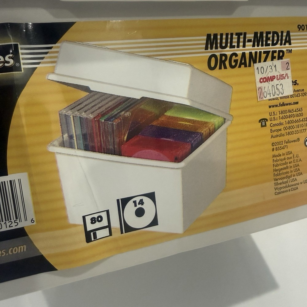 Fellowes Multi Media Organizer Storage Box CD Diskette Case w Lid
