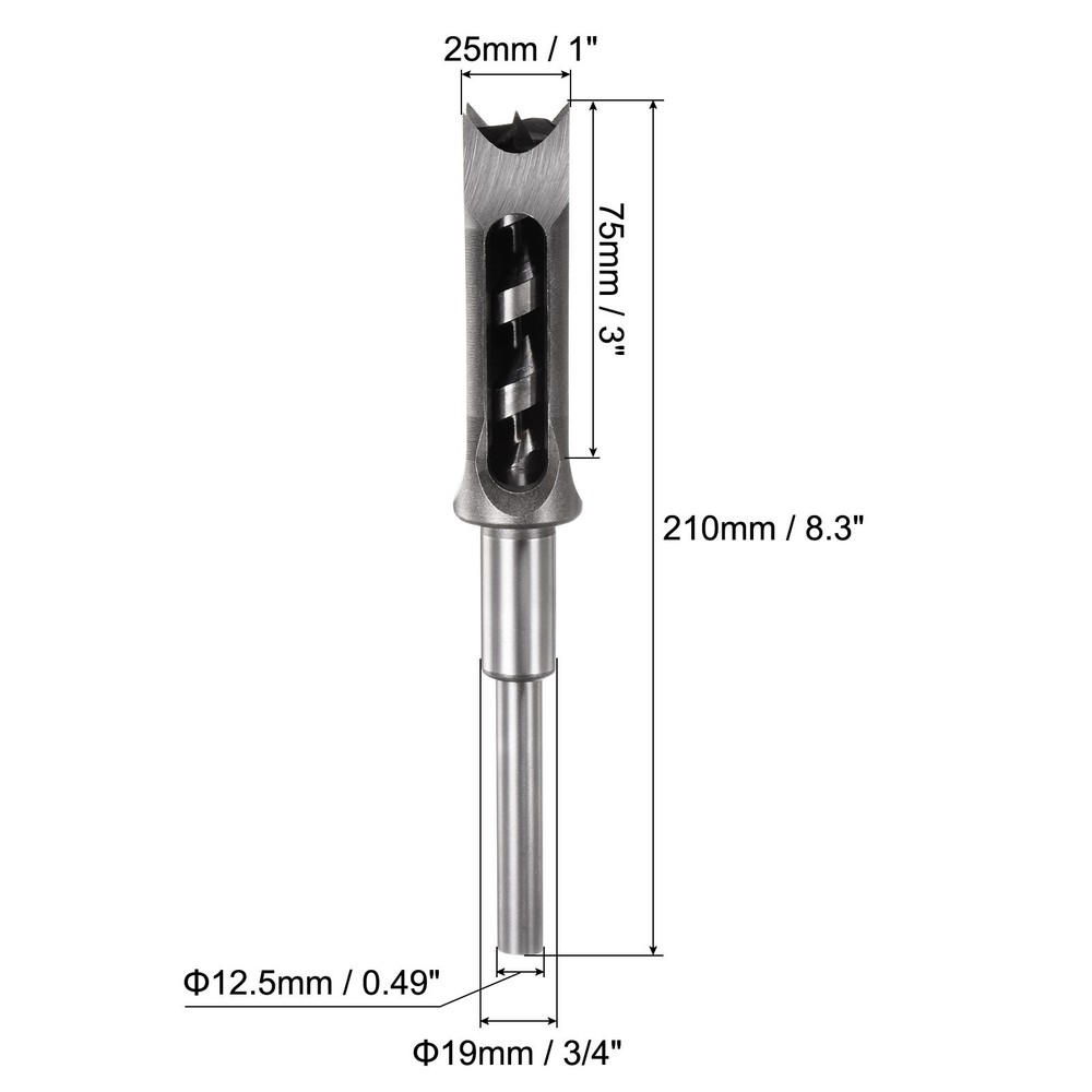 1" Squared-hole Drill Bit for Woodworking Hollow Chisel