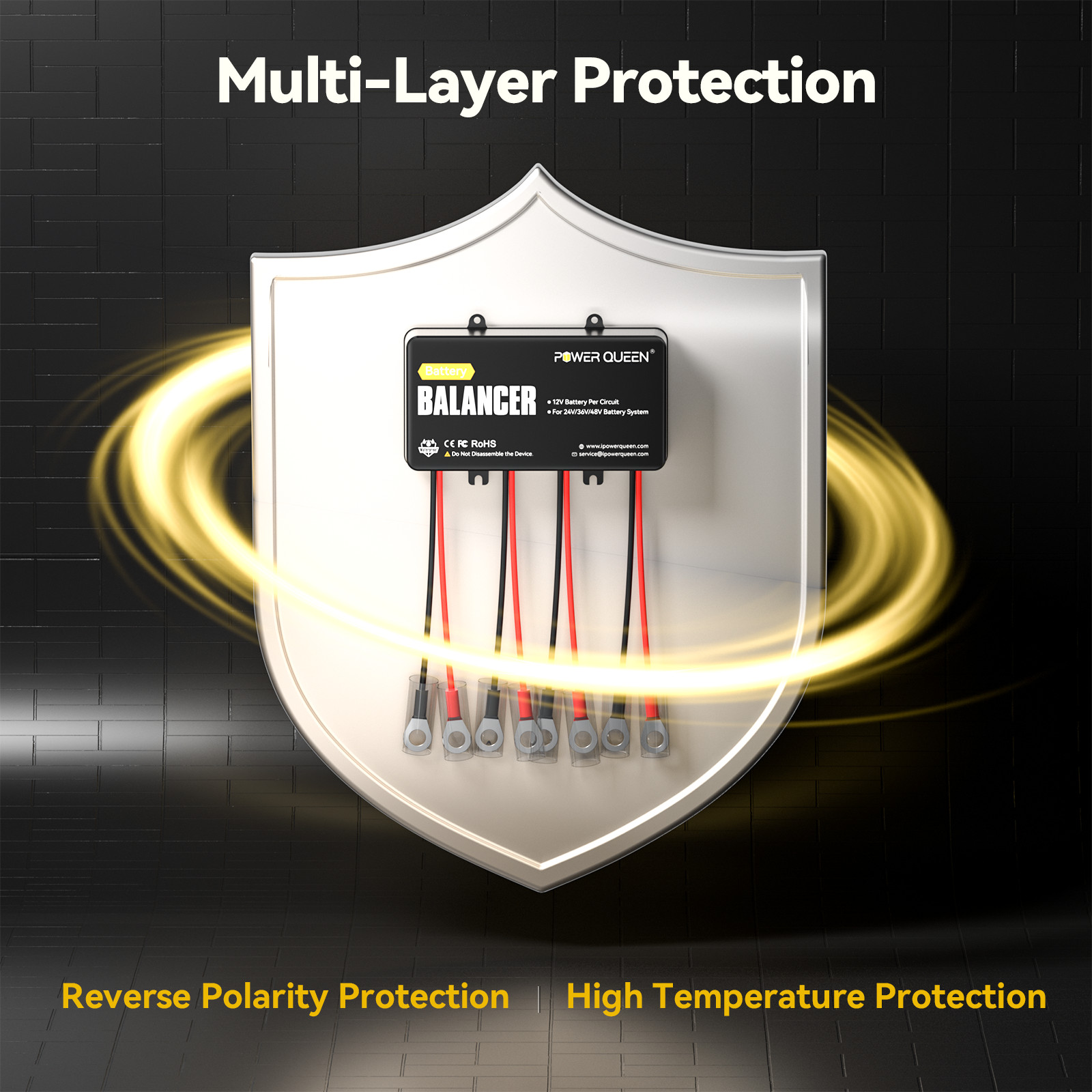 Power Queen Battery Balancer Equalizer for 24V/36V/48V System LiFePO4/AGM/Gel