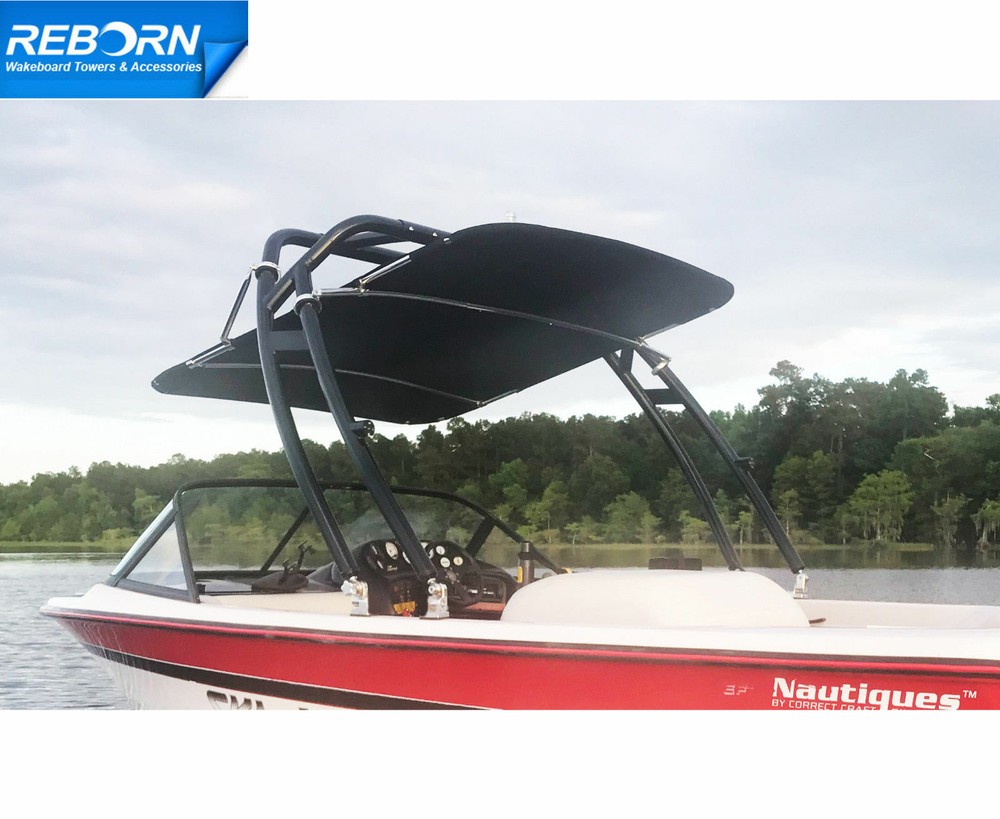 Reborn Launch Forward-facing Wakeboard Tower Black | Fast Install & Fold Down