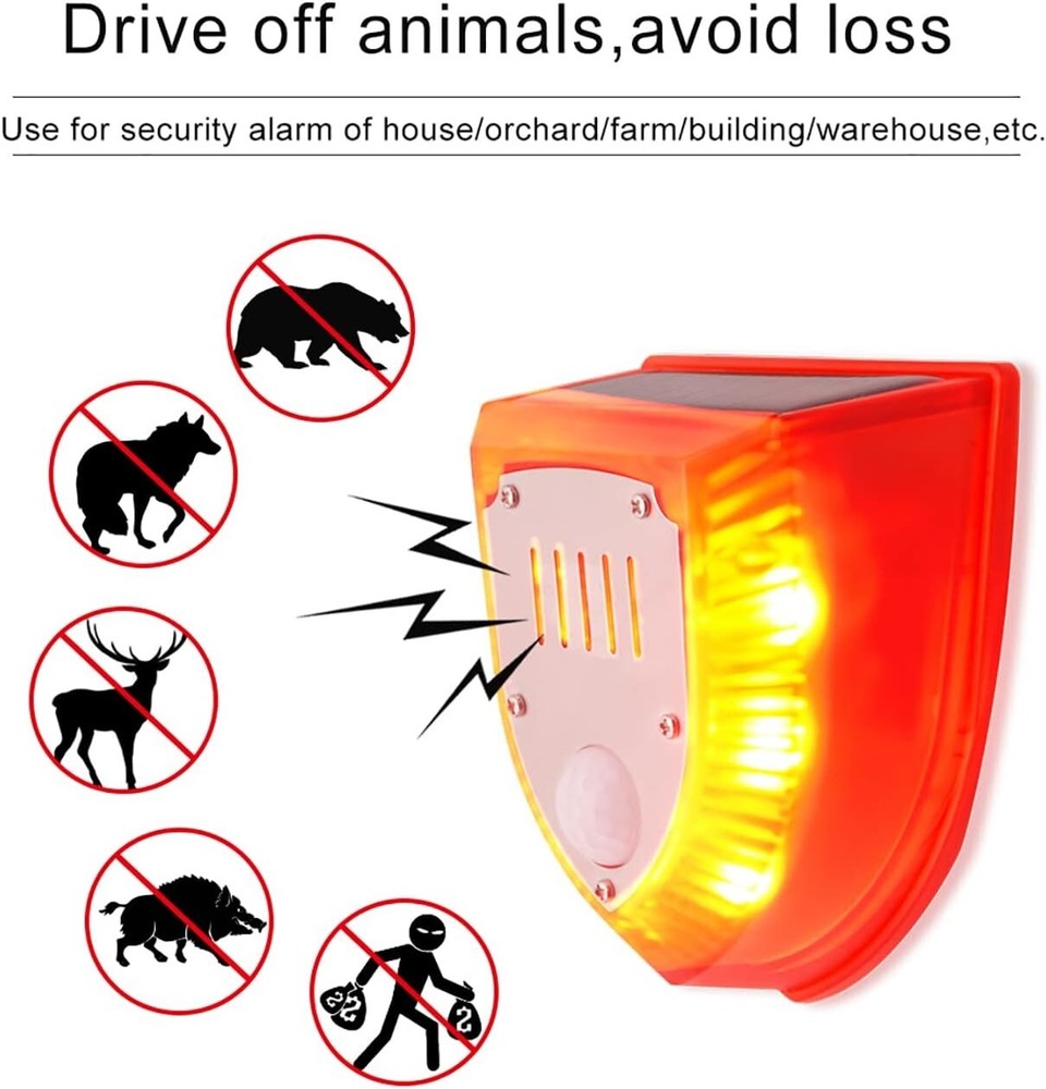 6Pack Solar Alarm LED Light Strobe Wireless Motion Sensor Detector Warning Lamp