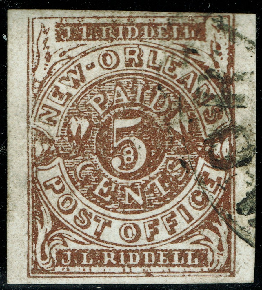 [st7323] CONFEDERATE STATES 1861 Sc#62X3 used 5c brown cv:$275 Signed P.Scheller