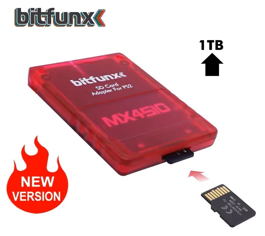 MX4SIO SD/MicroSD Adapter for PS2 Slim/Fat | SIO2SD External | Clear-Red!