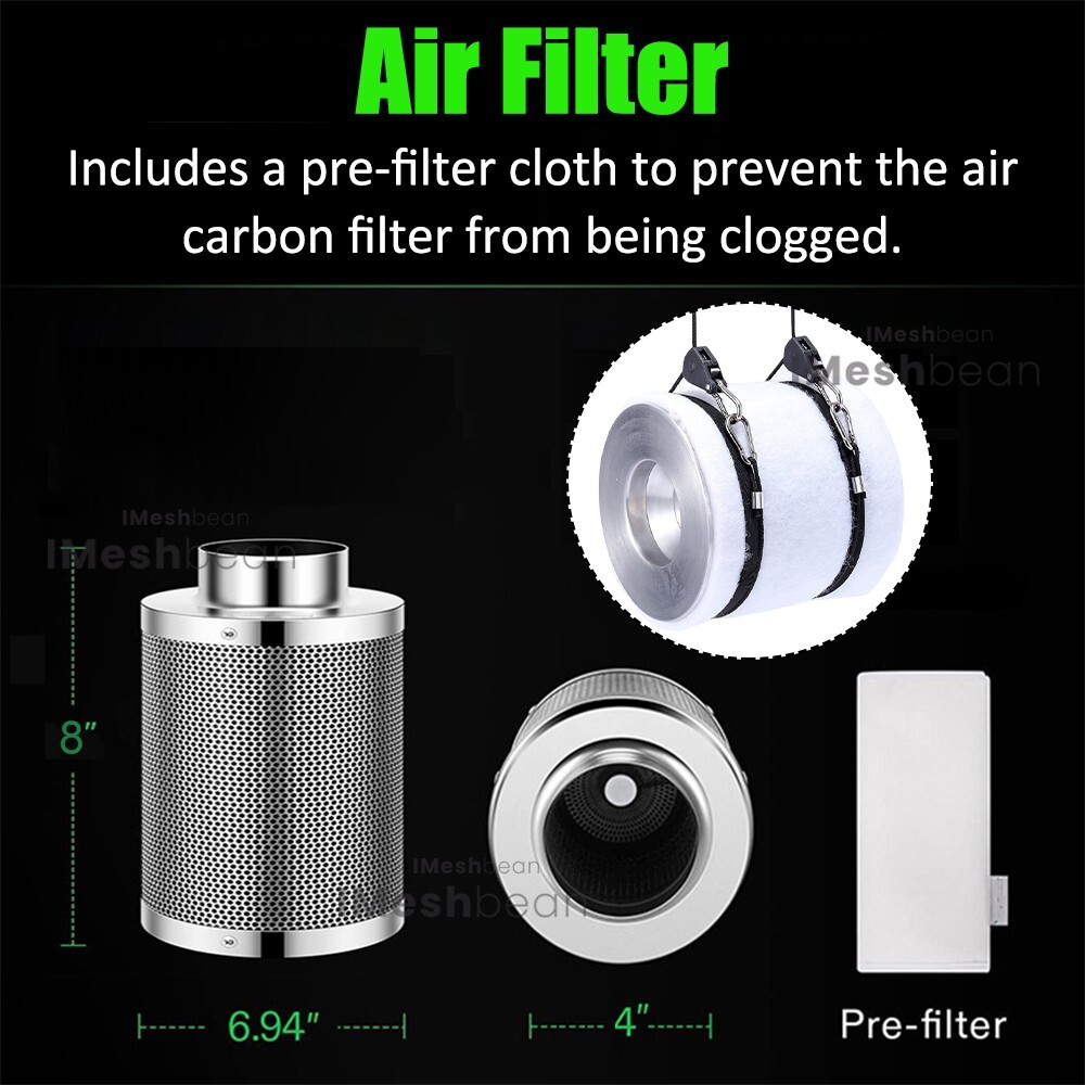 48"x48"x72" Complete Roof Grow Tent Kit w/LED Full Spectrum Grow Light+Air Filte