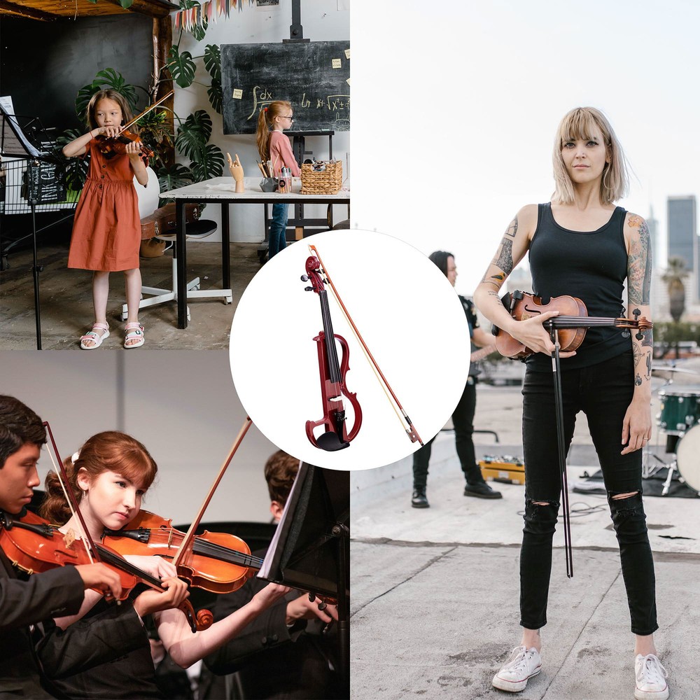 4/4 Size 2 Style Electric Silent Violin Set Practicing Performing w/ Case Gift
