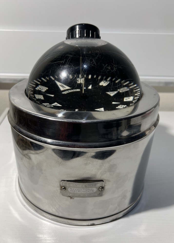 Vintage E.S. Richie And Sons Navigational Instruments Globemaster Compass