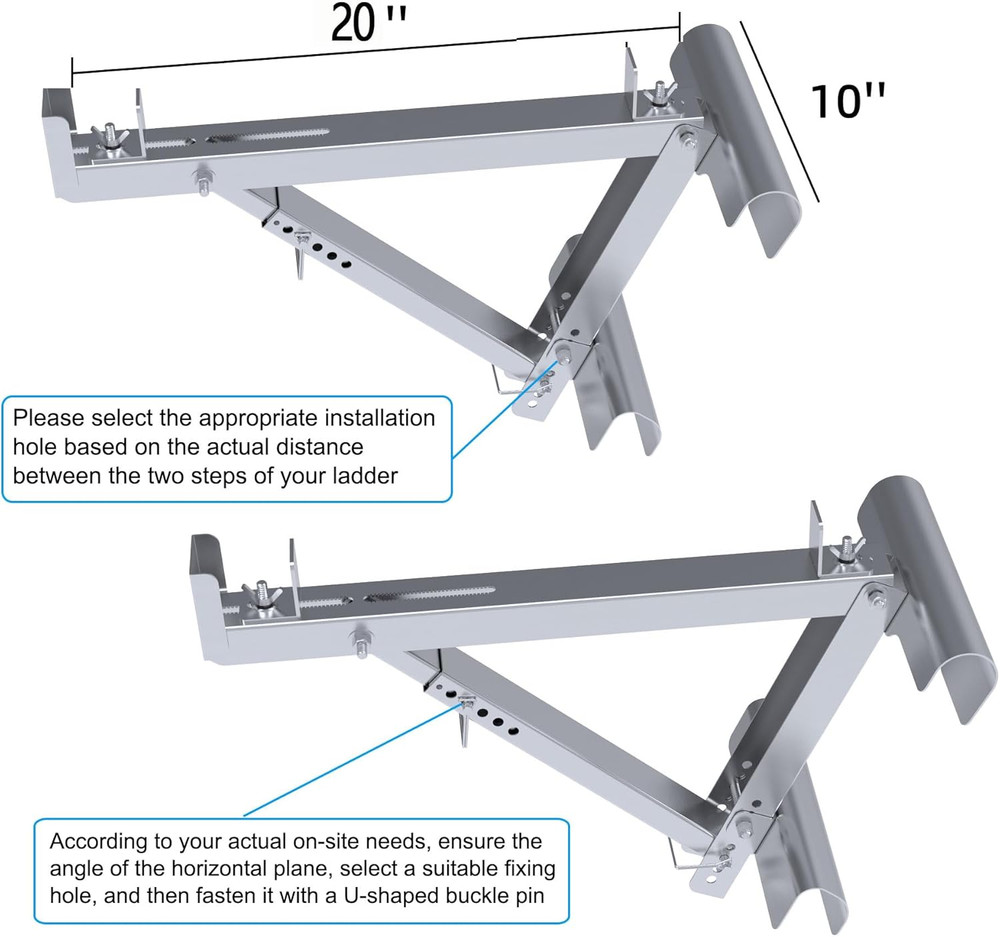 Durable Ladder Jacks for 20" Width - 2-Rung Stability (1 Pair)