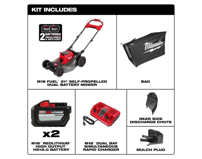 Milwaukee M18 FUEL Lawn Mower Kit 2823-22HD - 21 in Blade