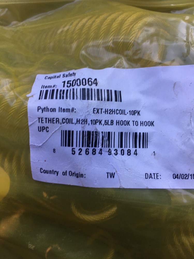 DBI SALA 1500064 Python Safety Hook2Hook Coil Tether (10 Pack) 5 lb