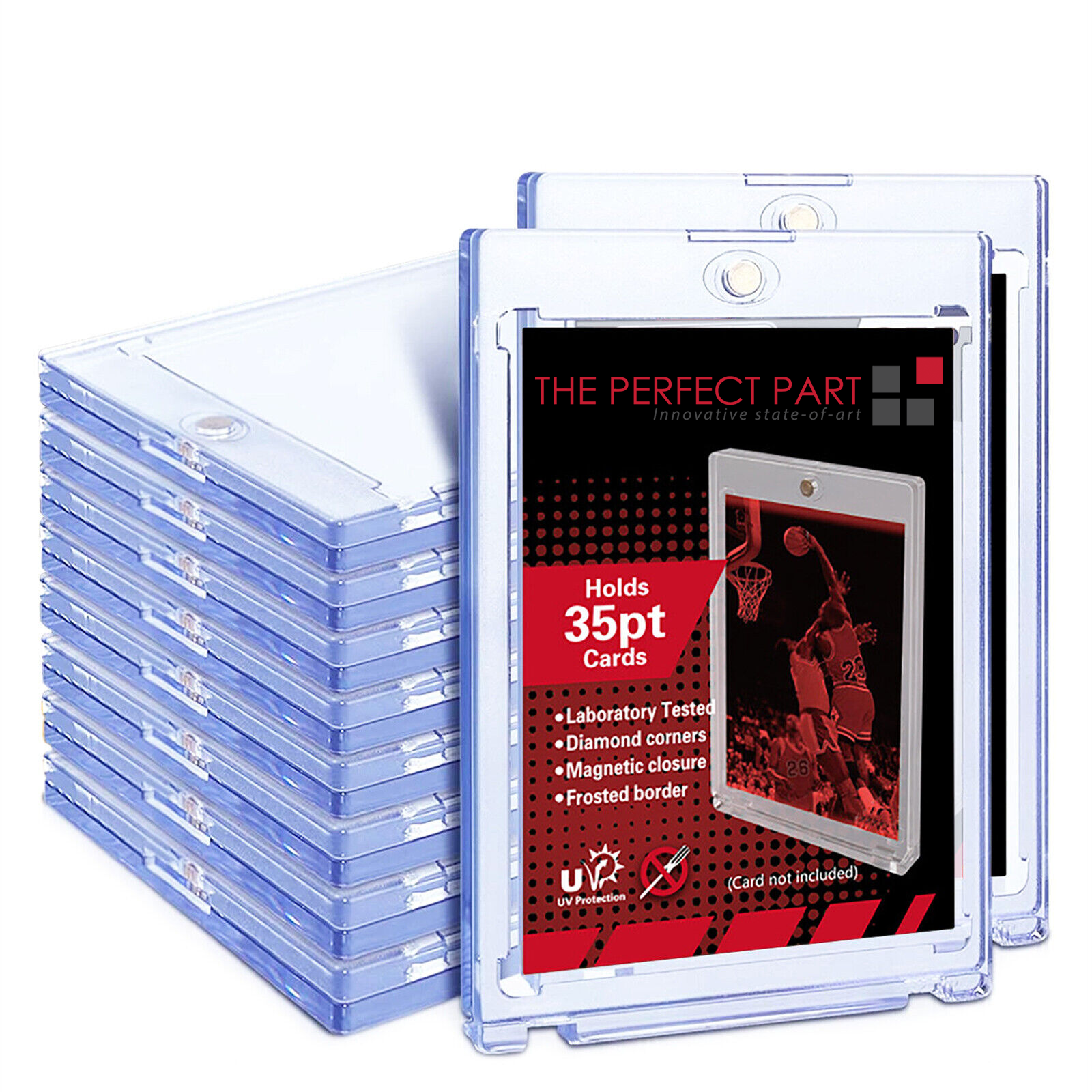 30 Pack Magnetic Trading Sports Card Holders 35pt One-Touch Hard UV Protection