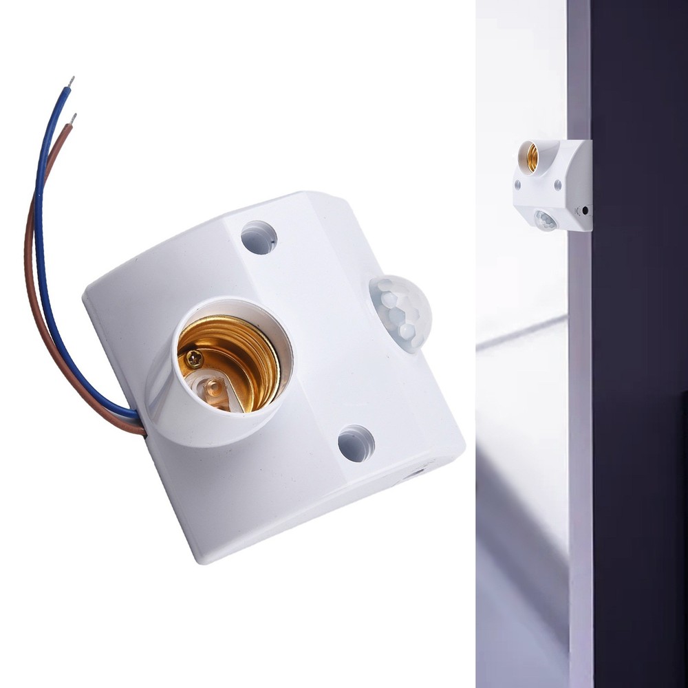 AC110-240V Flame Retardant PC Infrared Sensor Lamp Cap Sensor E27 Screw Socket