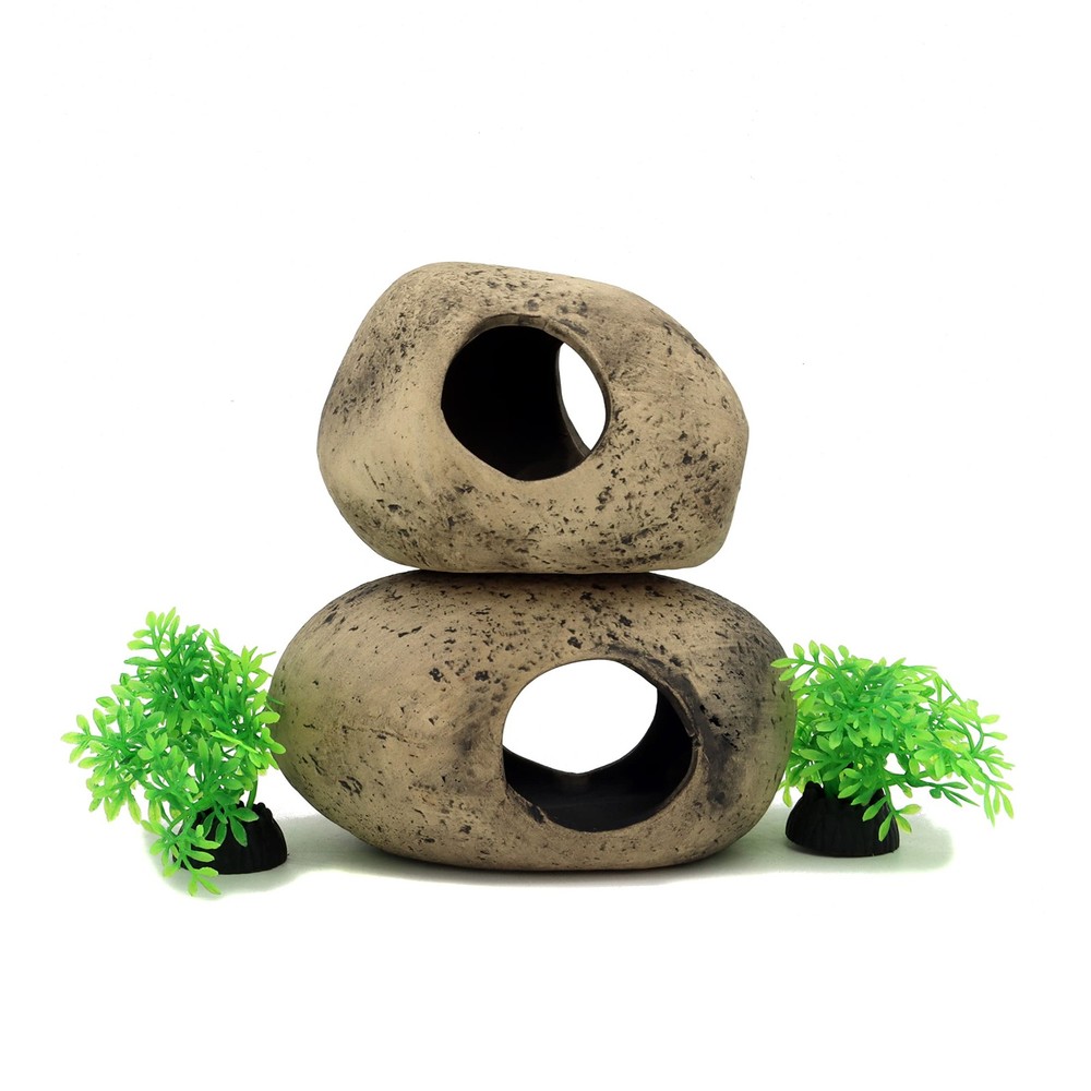 ALEGI Stackable Aquarium Ceramic Decorations Rock Caves,Betta Fish Tank Stone