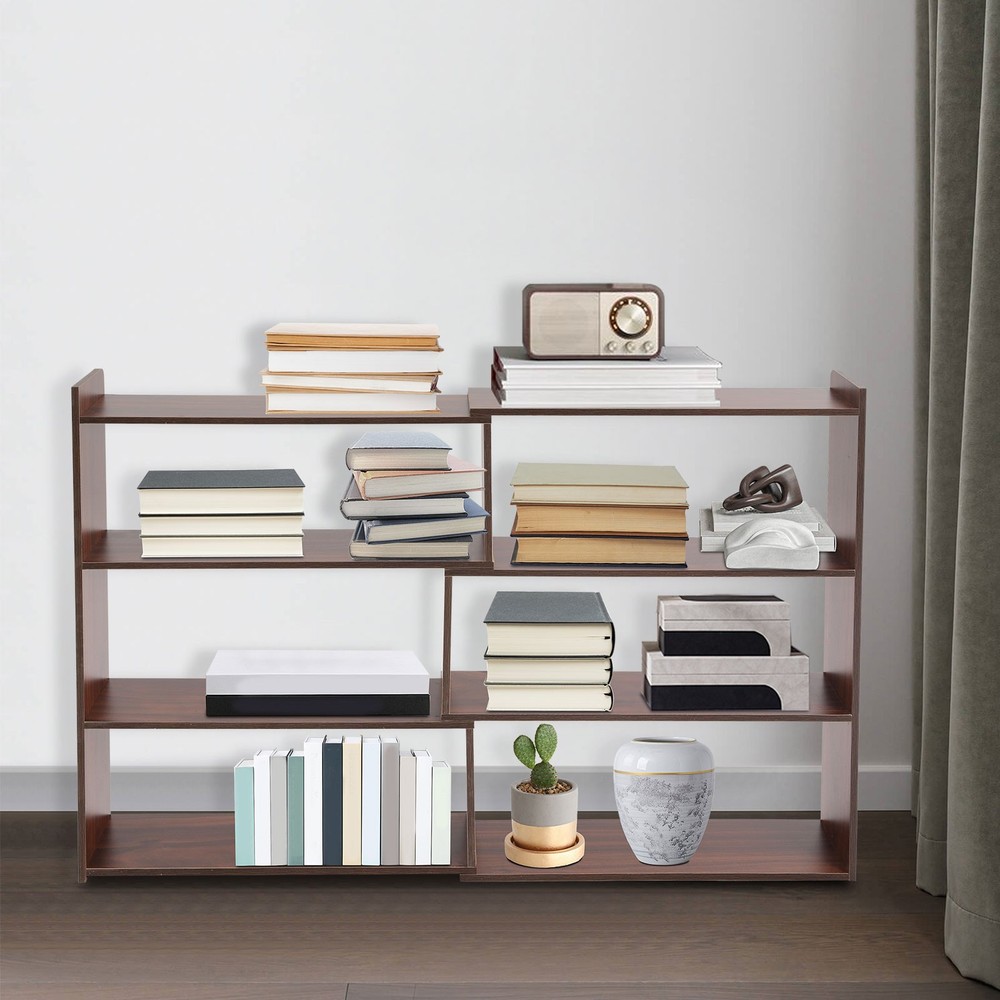 3-Tier Expandable Bookcase Open Storage Shelf Retractable Book Storage Rack