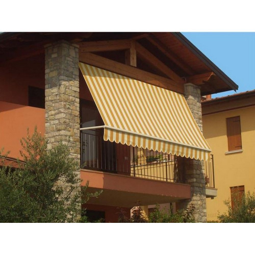 Yellow/White 1x2.5m Boxless Drop Sun Awning for Ceiling Wall
