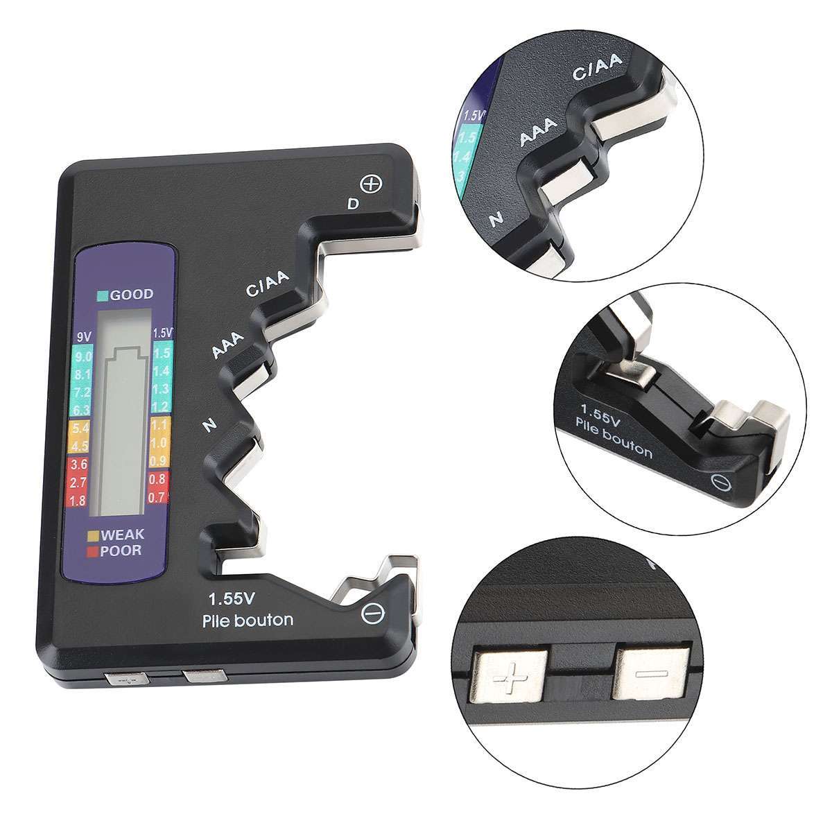 Digital Battery Tester Battery Checker for AA AAA C D 1.5V 9V Button Cell Batter