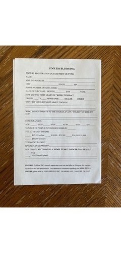 Coolers Plus Kool Tunes Cooler Documentation NOS 1990s Package Instructions