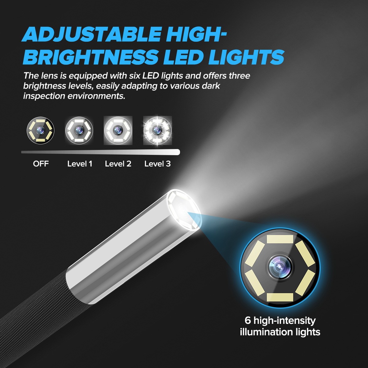 4 Way 360° Articulating Borescope Industrial Endoscope Camera Detachable Screen