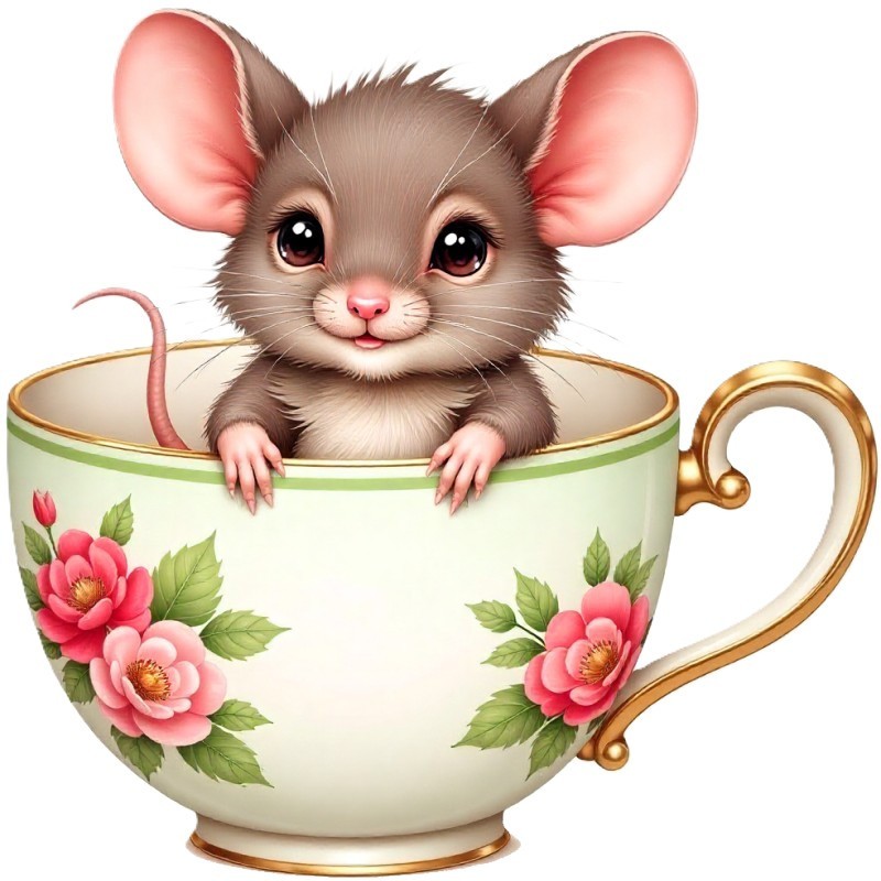 30 Custom Cute Coffee Cup Mouse Personalized Address Labels