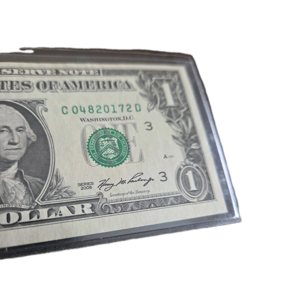 2006 U.S. One Dollar Error Note Crisp Uncirculated Pristine Front-Low Ink Back