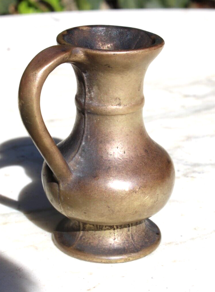 Antique Pitcher with Handle, Jug Solid Brass Small