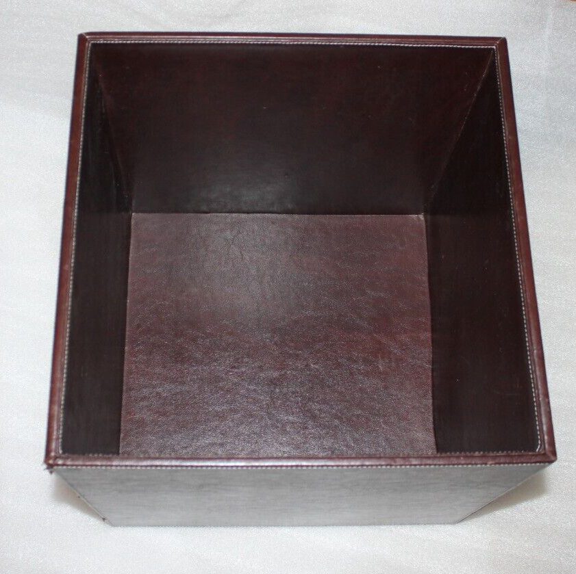 Decorative Brown Leather Storage Box/Cube 14"x14"x14" Preowned
