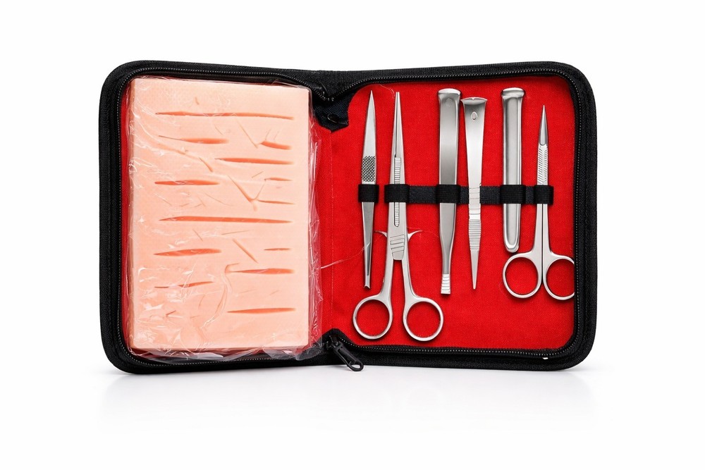 Professional Surgical Dissection Kit with Silicone Practice Pad – Stainless Stee