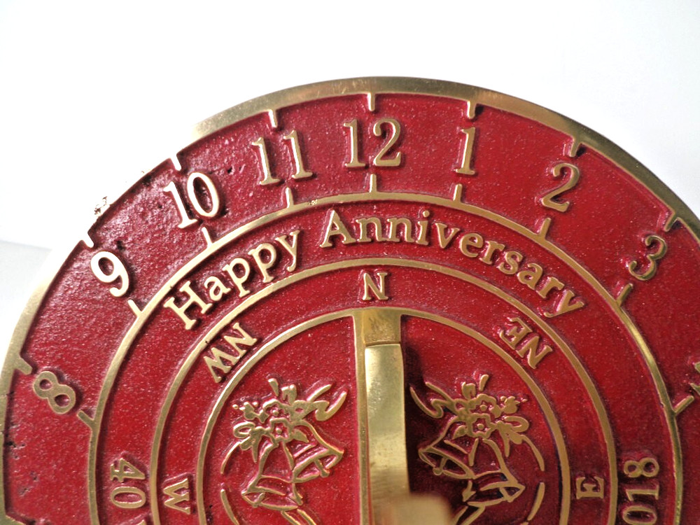 40th Ruby Wedding Anniversary Sundial Gift for Him or Her Dated 1978-2018
