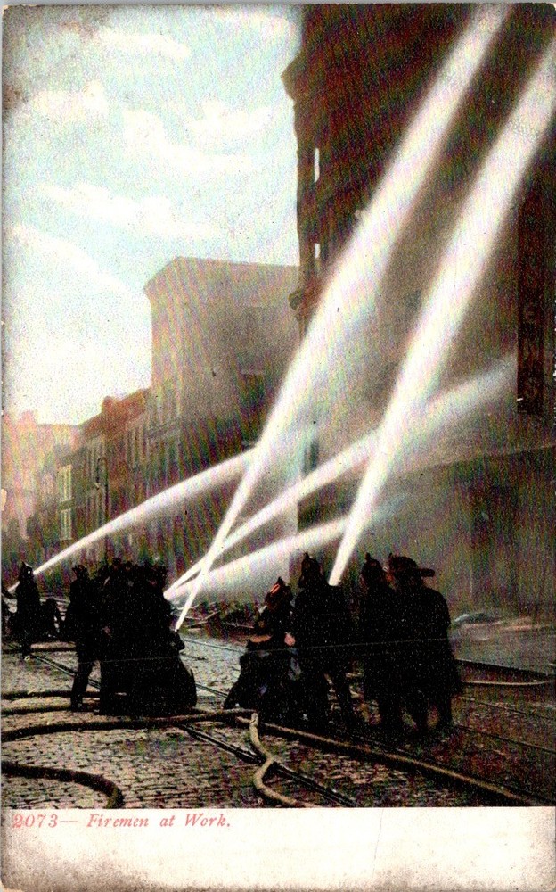 Firemen at Work Postcard c1905 Undivided Back German Printed