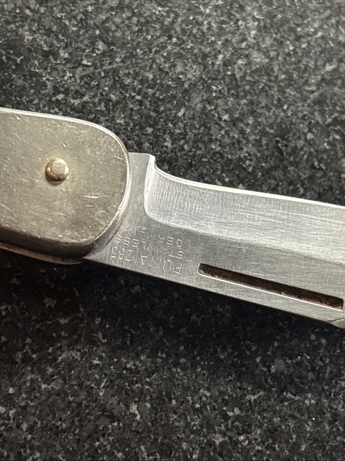 1978 Rare Puma 265 Seargent Germany Folding Knife Hatched Black FOR REPAIR