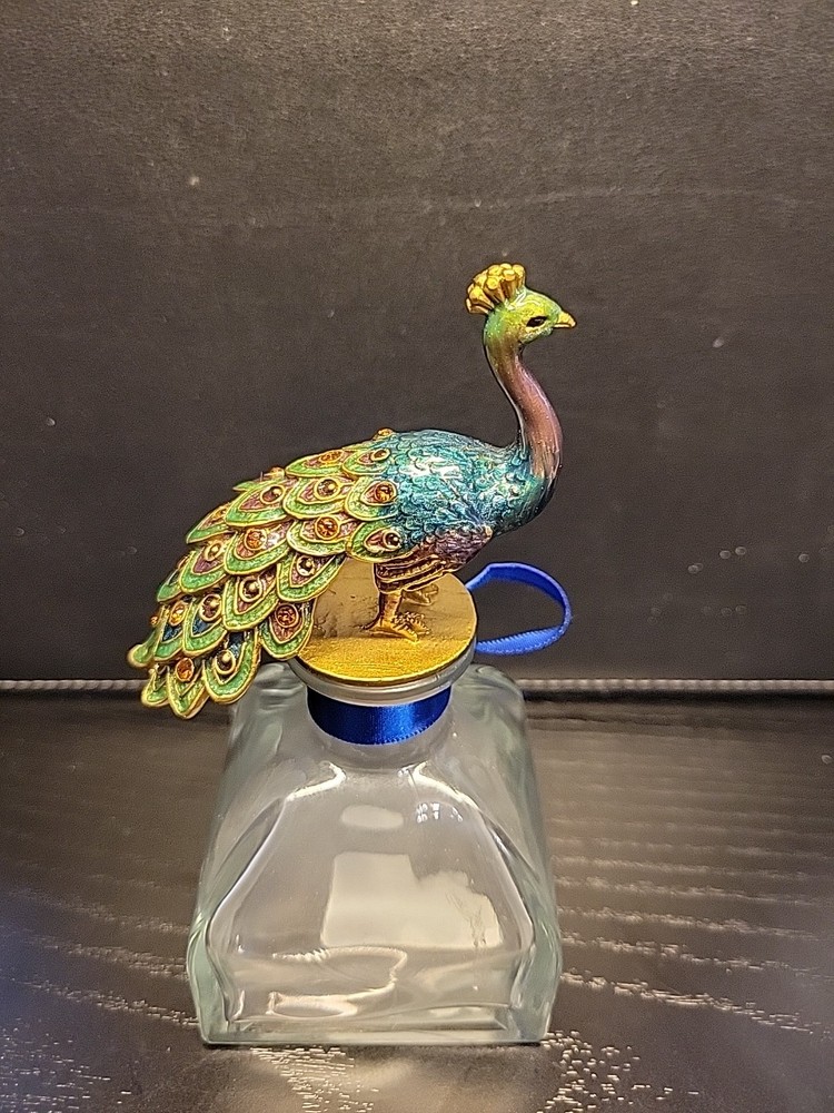Pier 1 Enamel Peacock Bottle Topper & Jar