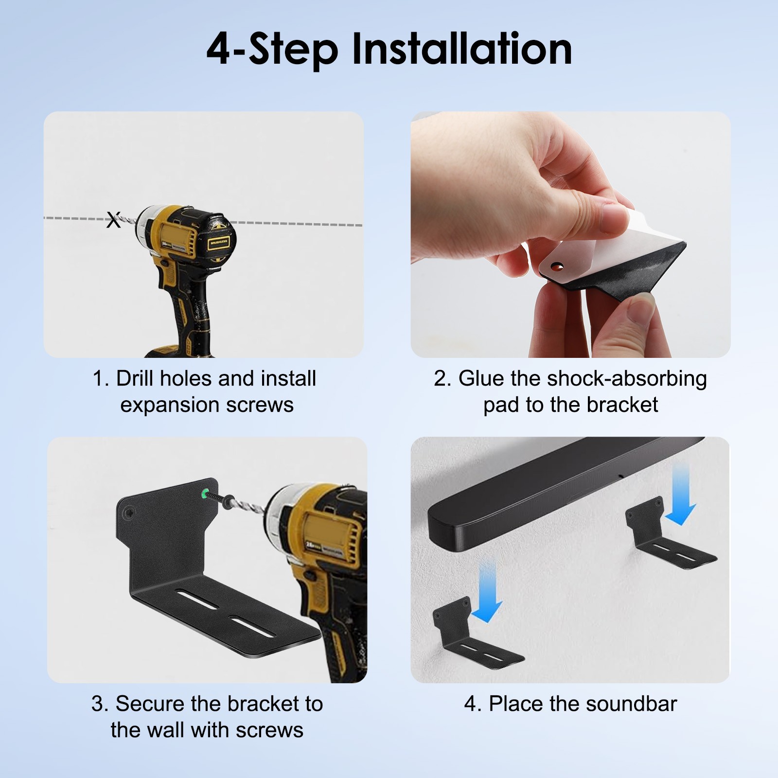 Universal Soundbar Wall Mount Speaker Bracket for Samsung, Sony, LG, Vizio, JBL