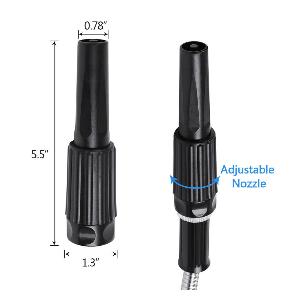 25/50/75/100FT Stainless Steel Metal Garden Water Hose Pipe Flexible Lightweight