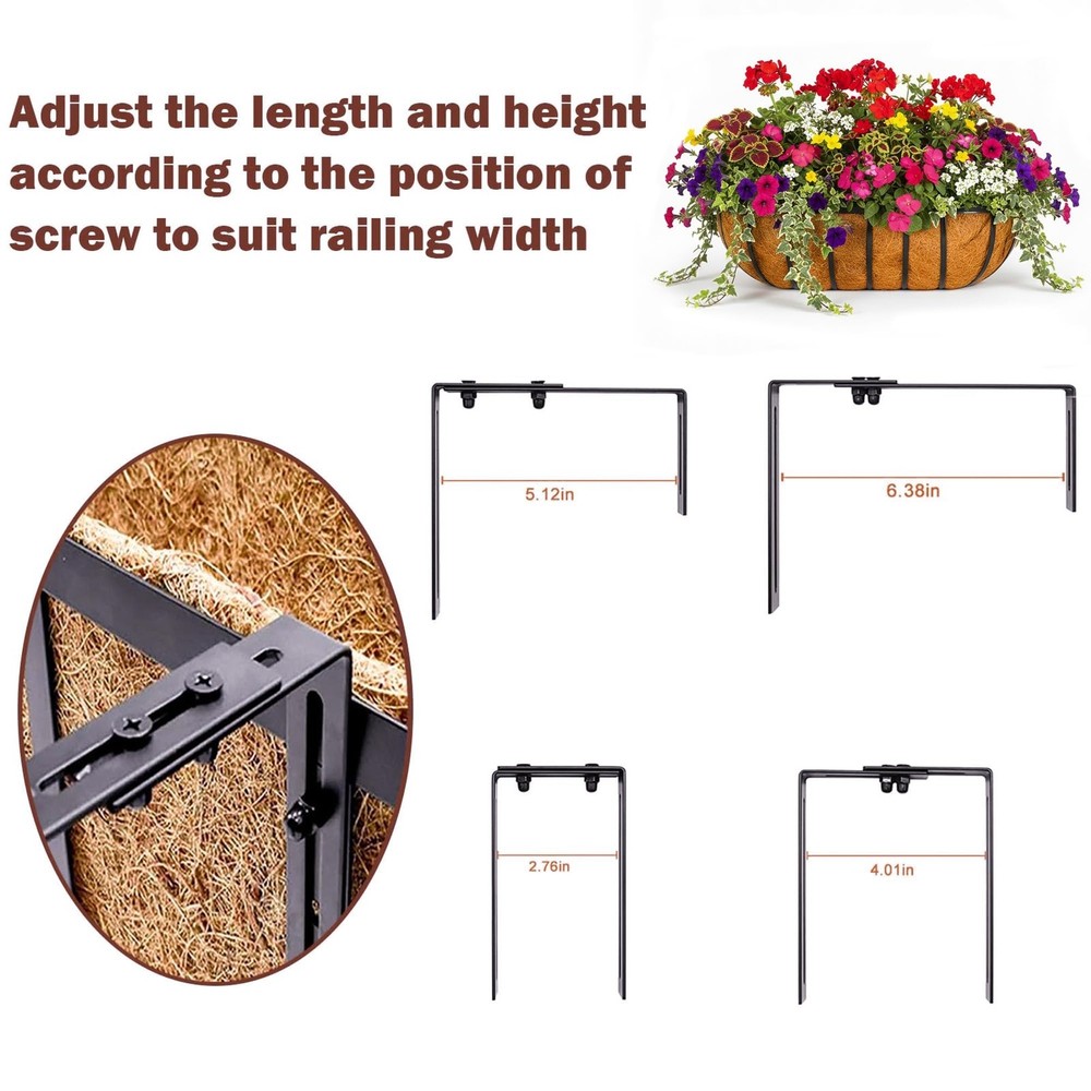 2 Pcs 24“ Railing Planter Window Box Deck Railing Planter Boxes with Coco