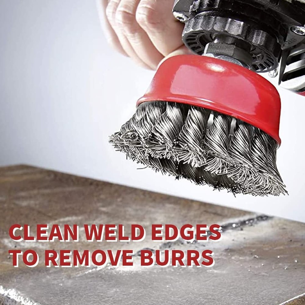 2 Pack 3 Inch Wire Cup Brush Angle Grinder Rust Cleaning Tool