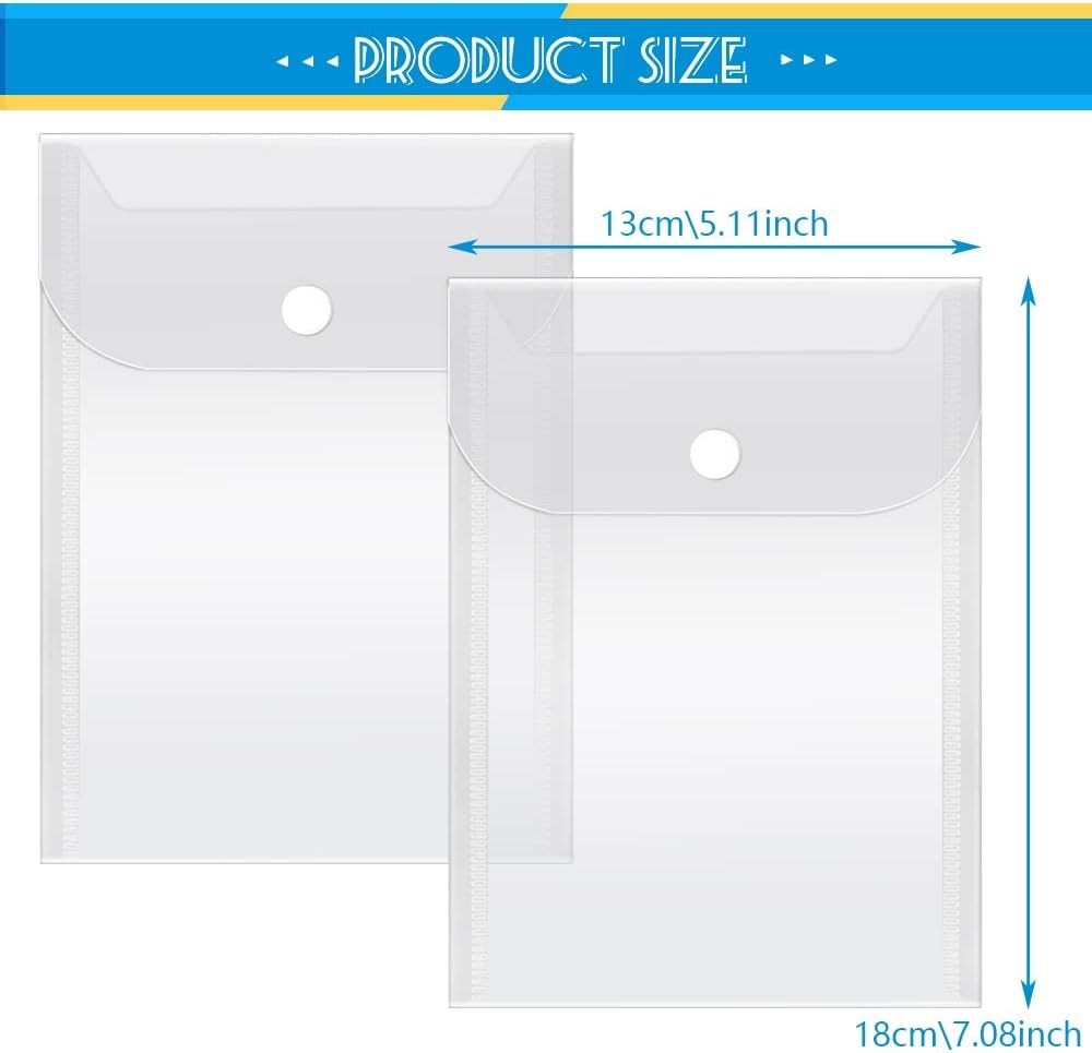 Clear Plastic Storage Pockets - Reusable 40 Pack for Crafts & Documents 5" x 7"