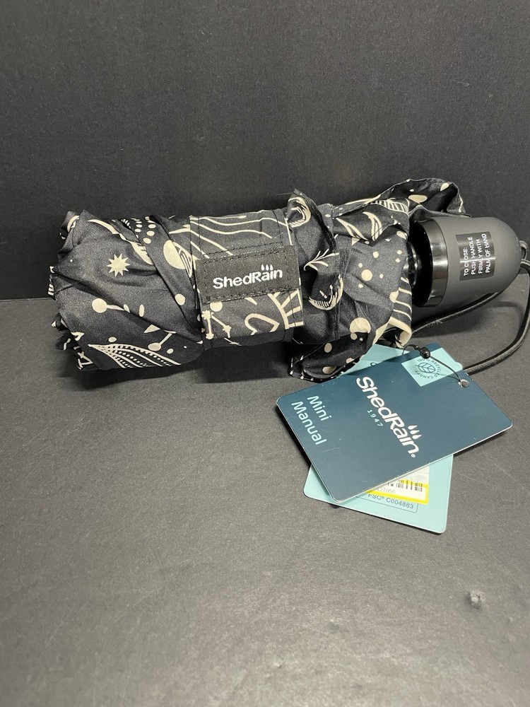 Shed Rain Umbrella Black Sun And Moon Pattern