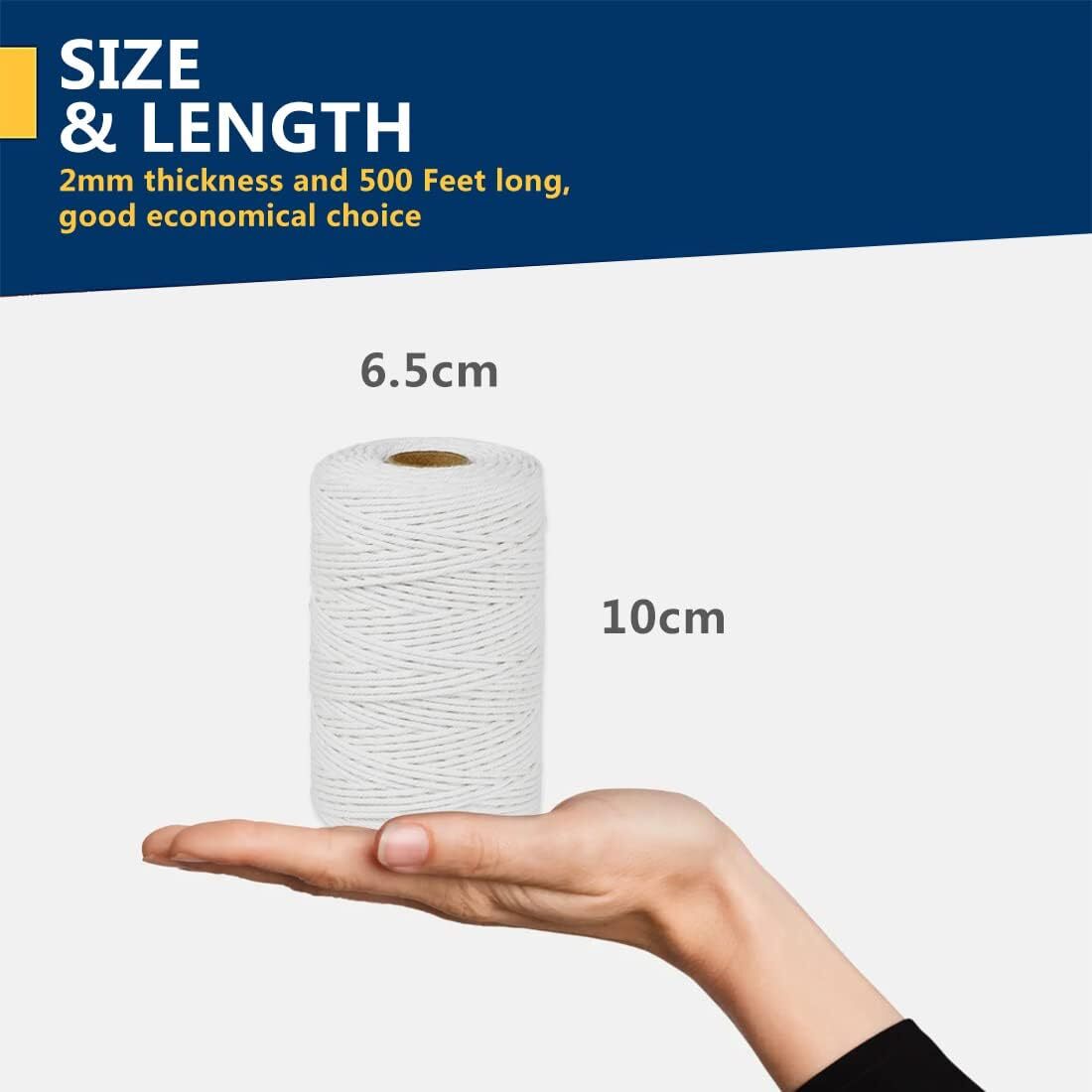 Cotton Butchers Twine String 500 Feet 2Mm Twine for Cooking Food Safe C