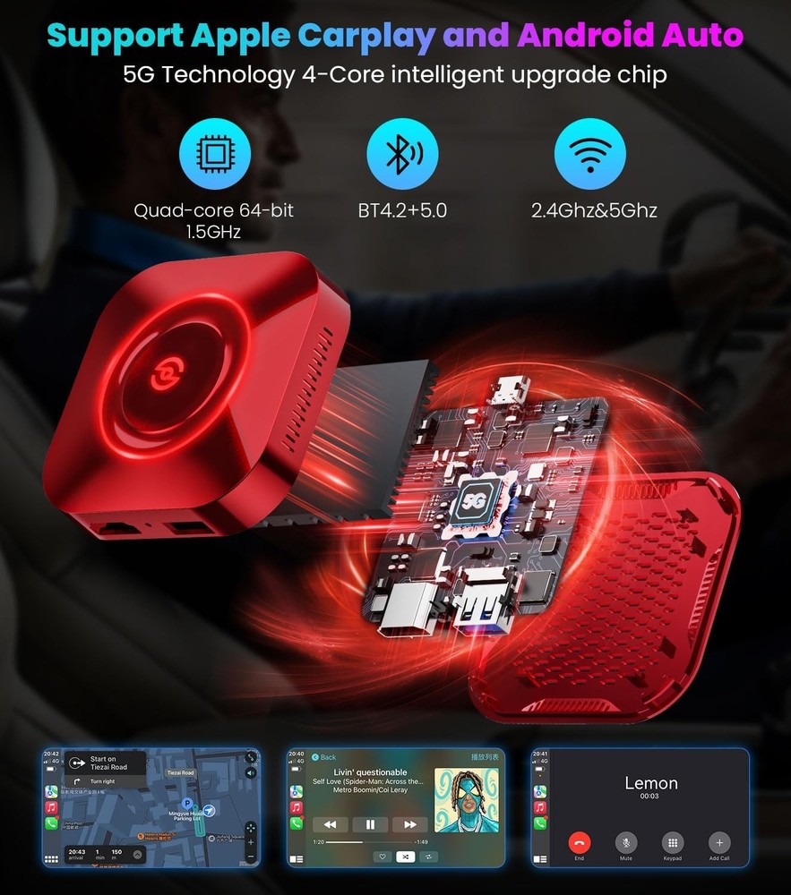 AuroraLink Red Magic Box 2.0 ~ Carplay Android Auto Wireless Adapter *6452C6D