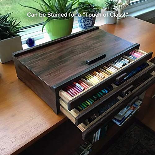 Pastel Storage Box, 3 Drawer Wood Box with Foam Lining, Sturdy and Stackable ...