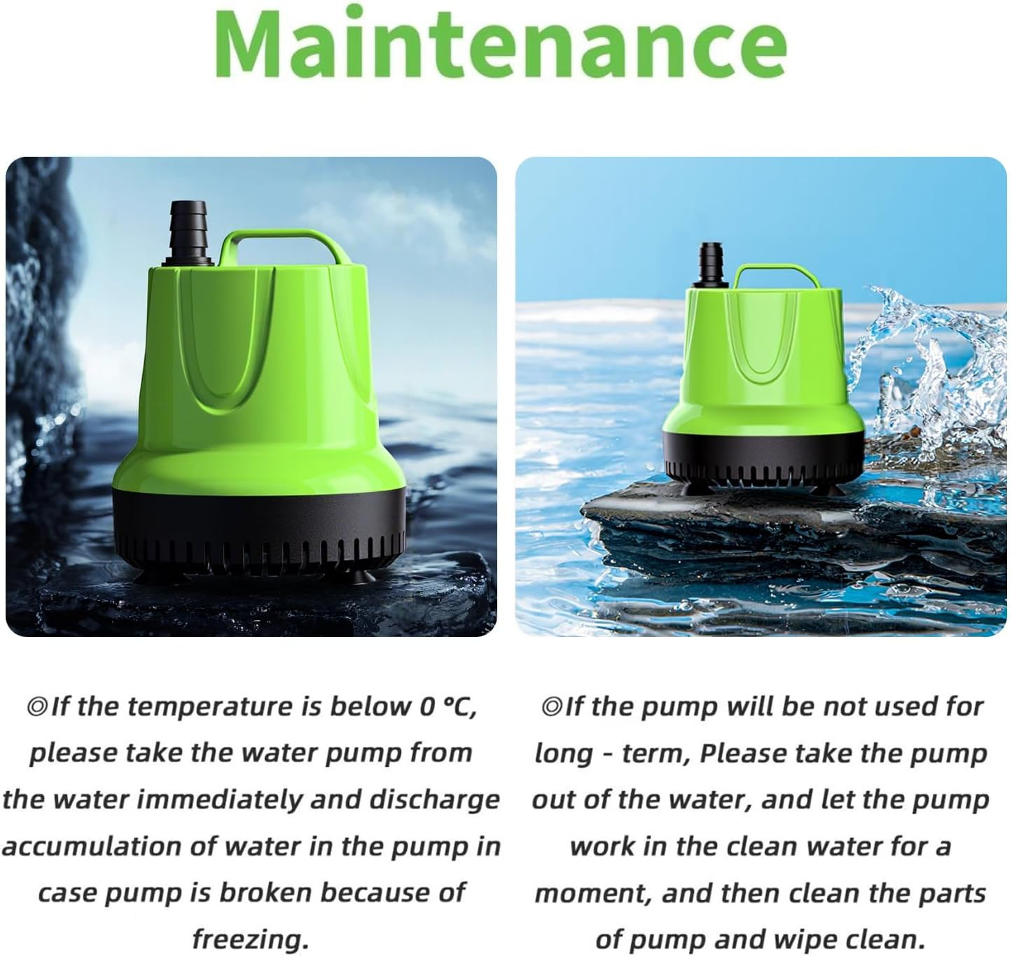 FREESEA Fountain Submersible Water Pump: 330 GPH 25W Small Sump Pump for Outdoor