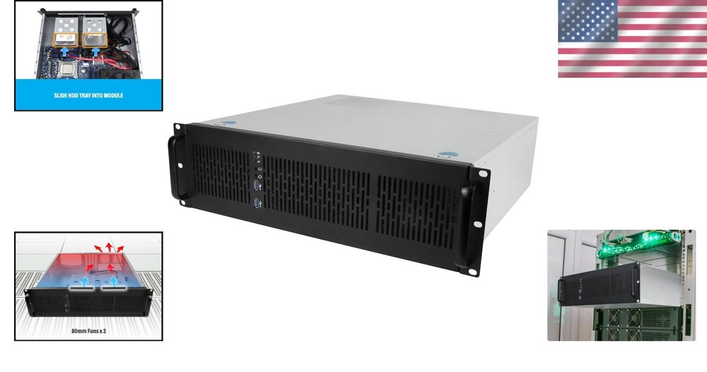 Server Components 3U Chassis, 6X 3.5 Bays, 2X USB 3.0, Black