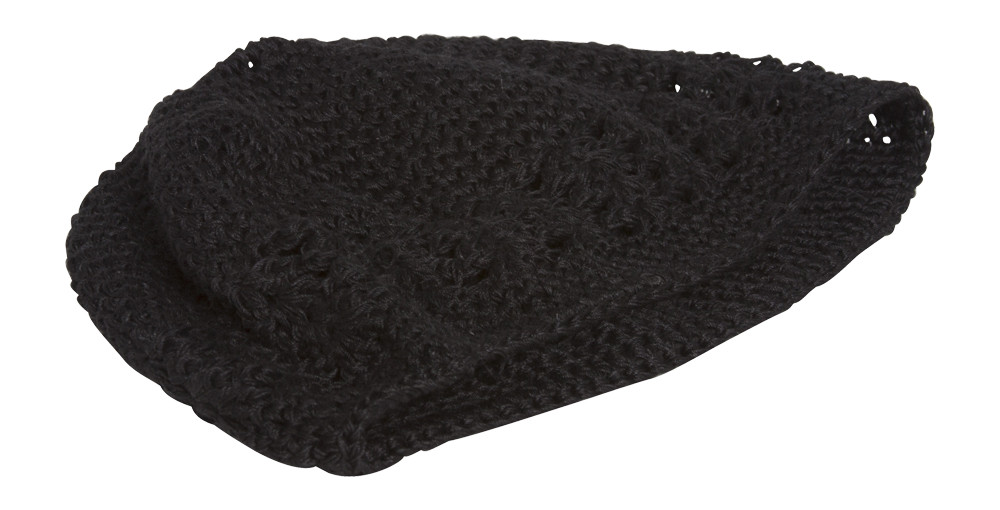 Black Crochet Knit Beanie Skull Cap Hat