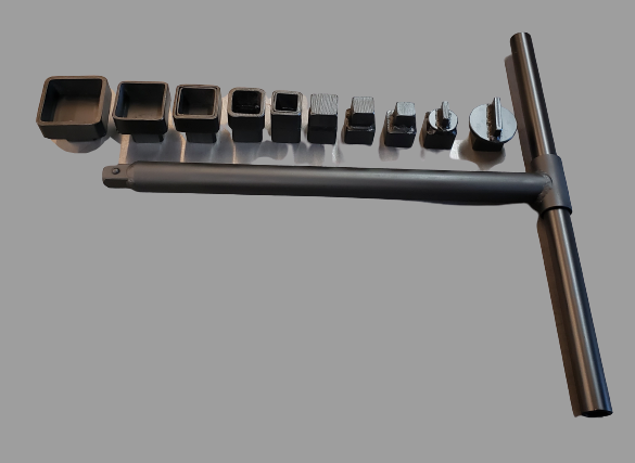 Plumbing cleanout plug wrench set - plumbing tool - cleanout cap - Red case