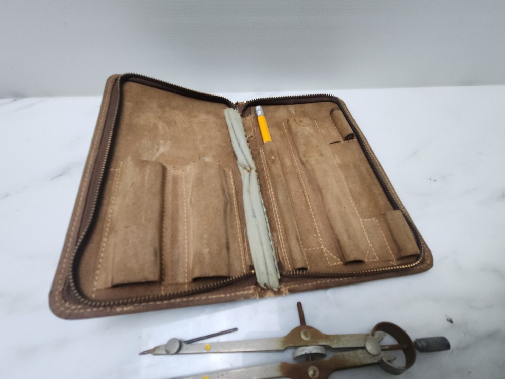 VEMCO Compass Drafting Tool Drawing Instruments Yellow Dot Set Vintage K3