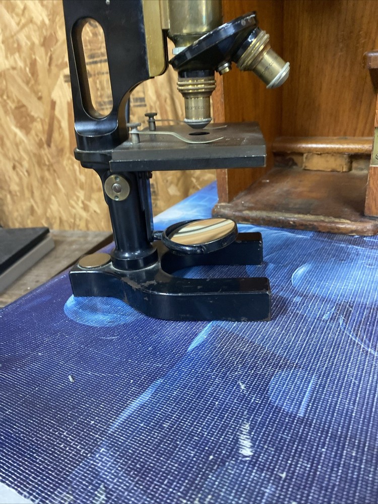 Antique Bausch & Lomb Jug Handle Microscope Plus Case