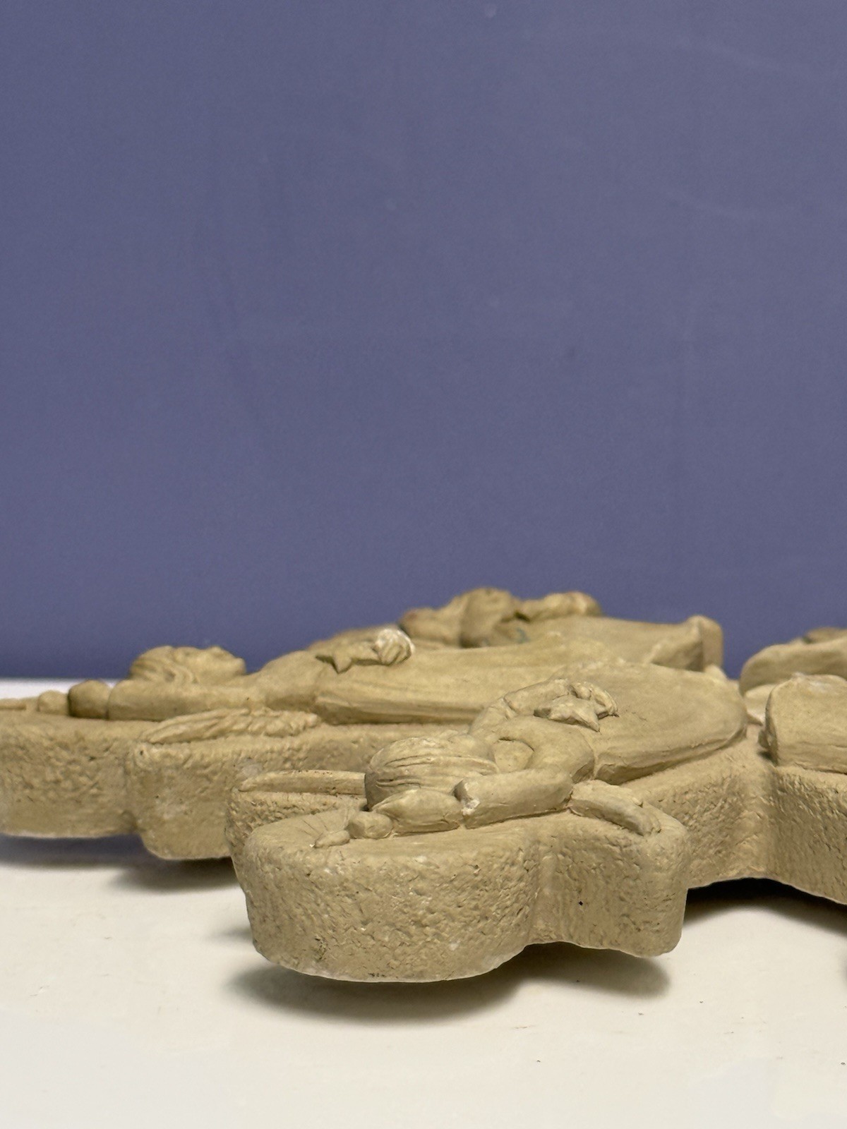 Hand Cast Stone Snowflake Shaped Ornament W/Angels Wall Decor By George CARRUTH