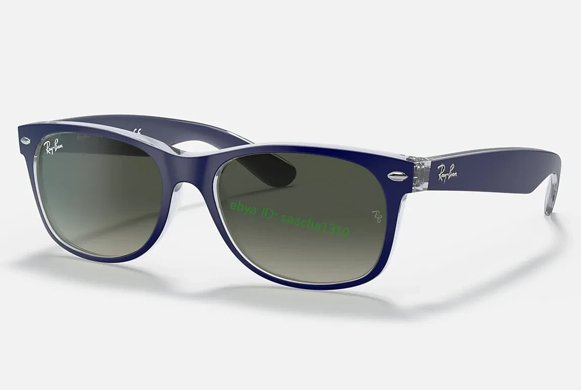 New RAY-BAN RB2132 6053/71 55mm Crystal Navy Blue Wayfarer Sunglasses ItalyUV400
