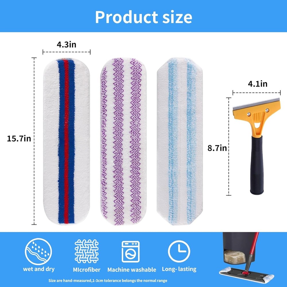 6 Pack Mop Replacement Pads Compatible with O Cedar H2pro Flat Mop System, Mi...