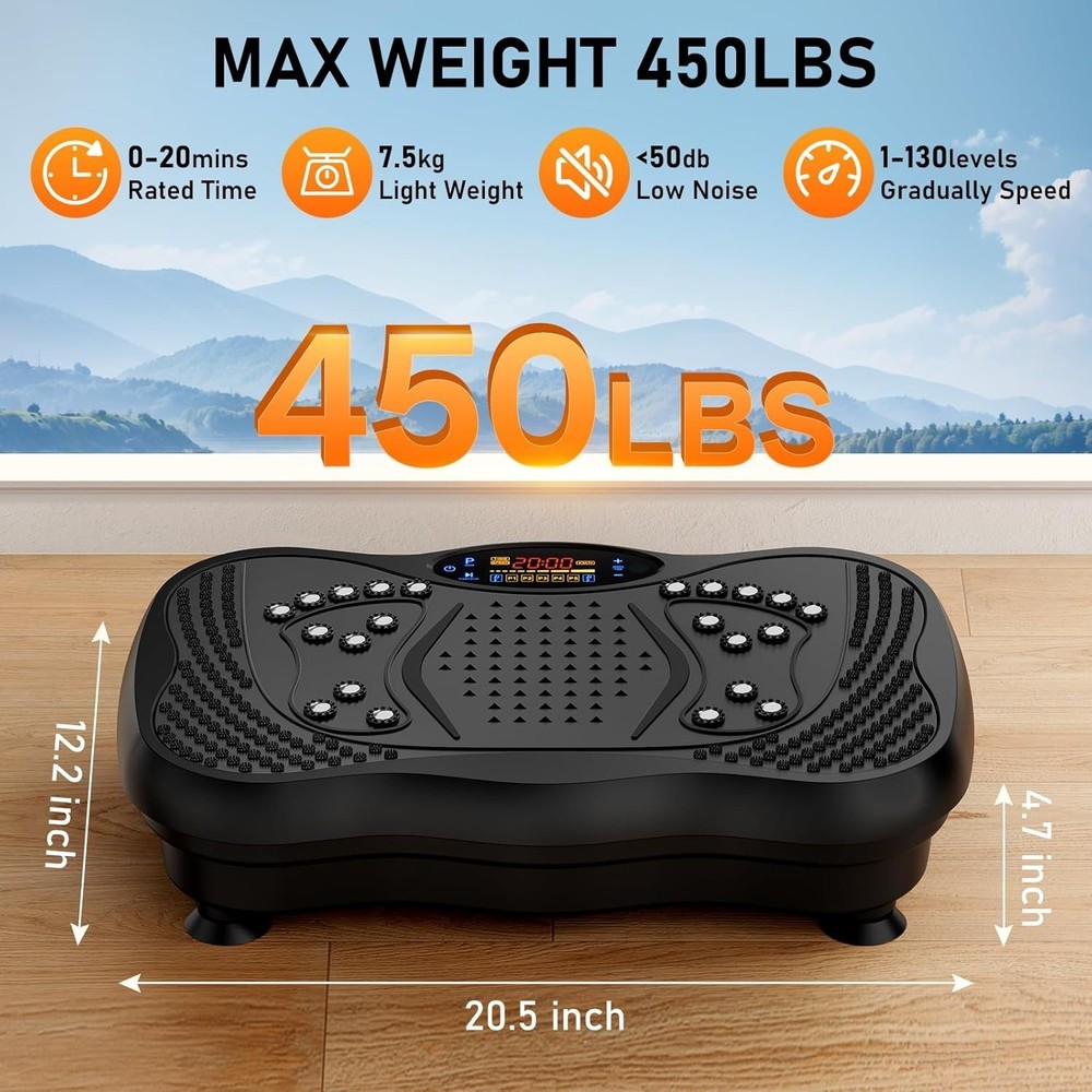 Versatile 450 lbs Vibration Exercise Machine with Bluetooth & Remote Control